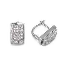 Load image into Gallery viewer, Sterling Silver Micro Pave Set Rectangle Shaped Assorted CZ EarringsAnd Pendant Height 14 mm