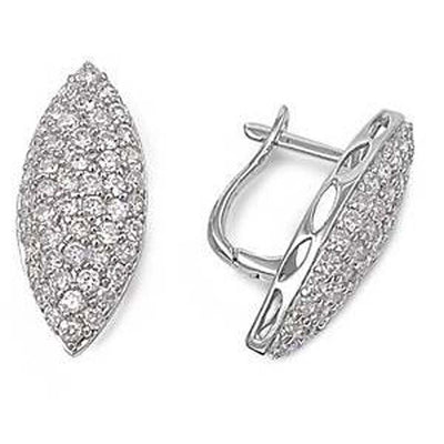 Sterling Silver Micro Pave Set Diamond Cut Assorted CZ EarringsAnd Pendant Height 24 mm