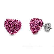 Load image into Gallery viewer, Sterling Silver Pink Heart Shaped Assorted CZ EarringsAnd Pendant Height 10 mm