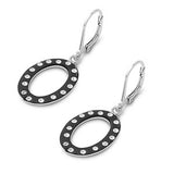 Sterling Silver Black Oval Shaped Assorted CZ EarringsAnd Pendant Height 20 mm