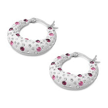 Load image into Gallery viewer, Sterling Silver PinkAnd Amethyst And Clear Round Shaped CZ EarringsAnd Pendant Height 25 mm