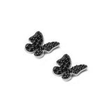 Sterling Silver Black Butterfly Shaped CZ EarringsAnd Pendant Height 13 mm