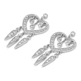 Sterling Silver Heart Shaped CZ EarringsAnd Pendant Height 49 mm