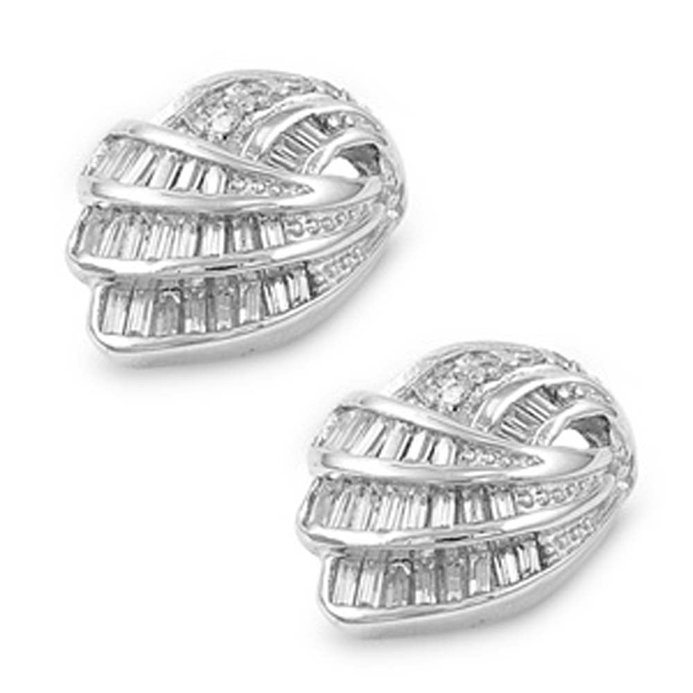 Sterling Silver Sea Shell Shaped CZ EarringsAnd Pendant Height 19 mm