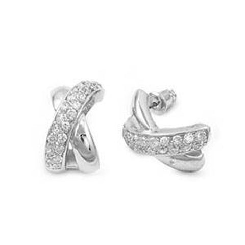 Sterling Silver Infinity Shaped CZ EarringsAnd Pendant Height 20 mm