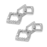 Sterling Silver Diamond Cut Shaped CZ EarringsAnd Pendant Height 25 mm