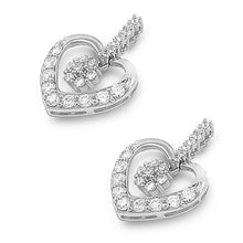 Load image into Gallery viewer, Sterling Silver Heart Shaped  CZ EarringsAnd Pendant Height 22 mm
