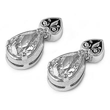 Load image into Gallery viewer, Sterling Silver Clear Pear And Heart Shaped CZ EarringsAnd Face Height 17 mm