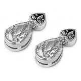 Sterling Silver Clear Pear And Heart Shaped CZ EarringsAnd Face Height 17 mm