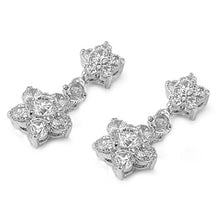 Load image into Gallery viewer, Sterling Silver Plumeria Shaped CZ EarringsAnd Face Height 21 mm