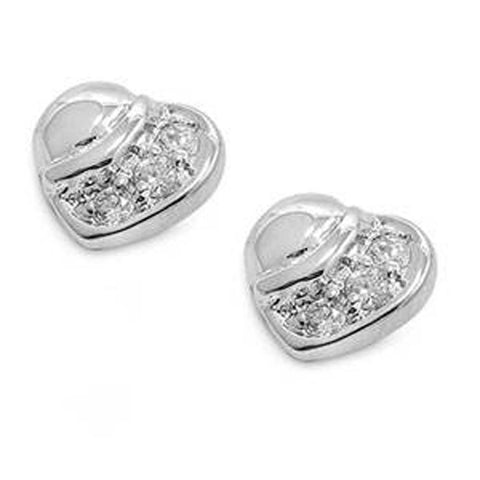 Sterling Silver Heart Shaped CZ EarringsAnd Face Height 7 mm