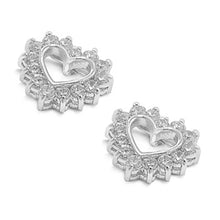 Load image into Gallery viewer, Sterling Silver Celtic Heart Shaped CZ EarringsAnd Face Height 11 mm