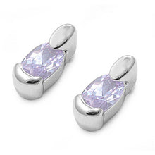 Load image into Gallery viewer, Sterling Silver Oval Shaped CZ EarringsAnd Face Height 8 mm