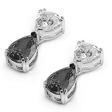 Load image into Gallery viewer, Sterling Silver Black Pear And Trillion Shaped CZ EarringsAnd Face Height 18 mm