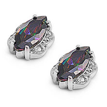 Load image into Gallery viewer, Sterling Silver Elegant Rainbow Topaz Simulated Marquise Cut Diamond Earrings On High Quality Prong Setting with Friction Back PostAnd Face Height 10MM
