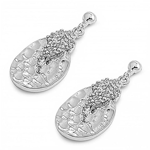 Sterling Silver Teardrop Shaped CZ EarringsAnd Face Height 18 mm