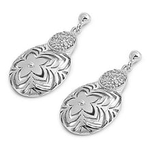 Load image into Gallery viewer, Sterling Silver Flower Shaped CZ EarringsAnd Face Height 22 mm