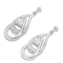 Load image into Gallery viewer, Sterling Silver Double Pear Lock Shaped CZ EarringsAnd Face Height 23 mm