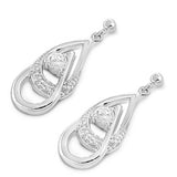 Sterling Silver Double Pear Lock Shaped CZ EarringsAnd Face Height 23 mm