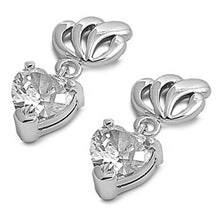 Load image into Gallery viewer, Sterling Silver Clear Heart Shaped CZ EarringsAnd Face Height 17 mm