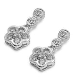 Sterling Silver Flower Shaped CZ EarringsAnd Face Height 17 mm