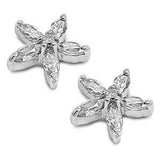 Sterling Silver Clear Flower Shaped CZ EarringsAnd Face Height 10 mm