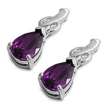 Load image into Gallery viewer, Sterling Silver Amethyst CZ and Clear CZ Earring With CZ Stones