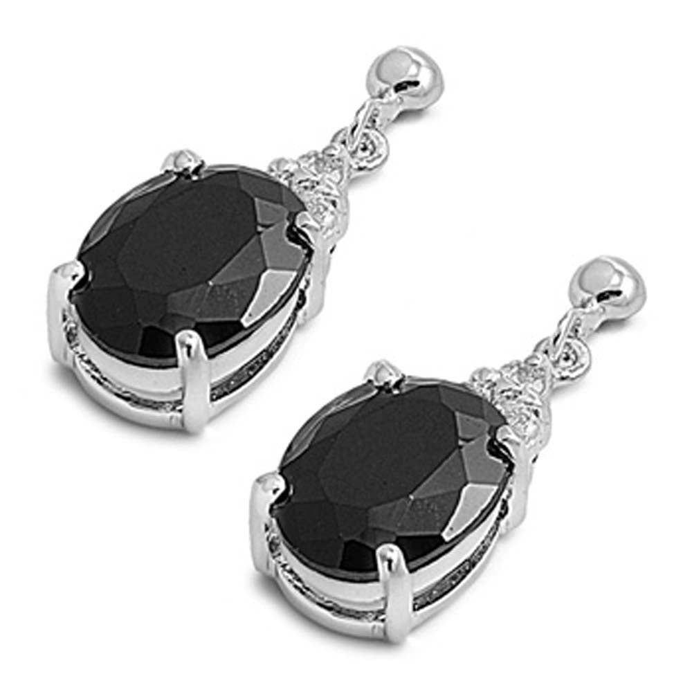 Sterling Silver Black CZ and Clear CZ Earring With CZ Stones