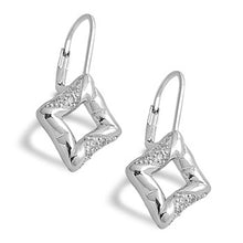 Load image into Gallery viewer, Sterling Silver Clear Cz Diamond Shape Leverback Earrings with Earring face Height of 15MM