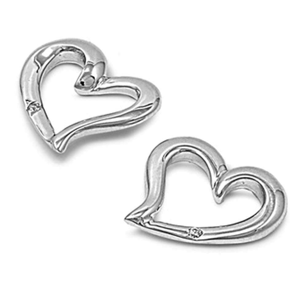 Sterling Silver Heart Shaped Clear CZ Earring With CZ Stones