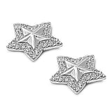 Sterling Silver Star Shaped Clear CZ Earring With CZ Stones