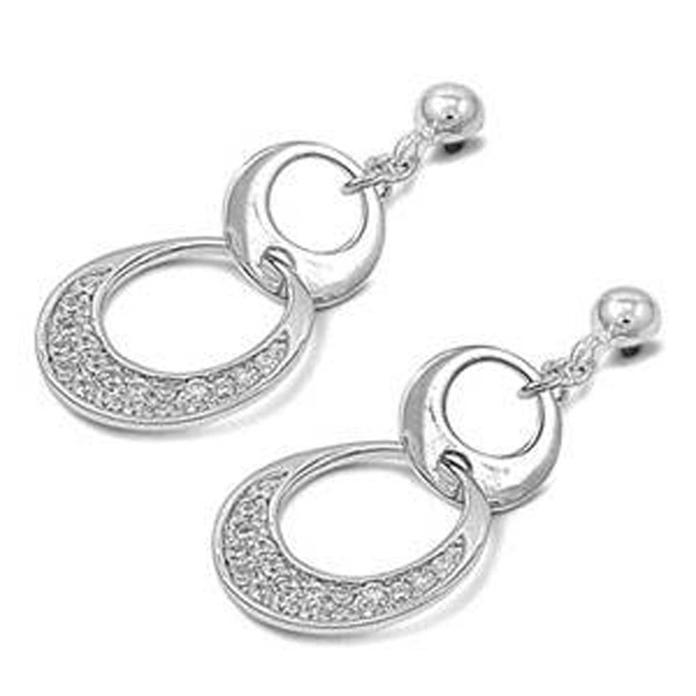 Sterling Silver Round Shaped Clear CZ Earring With CZ Stones