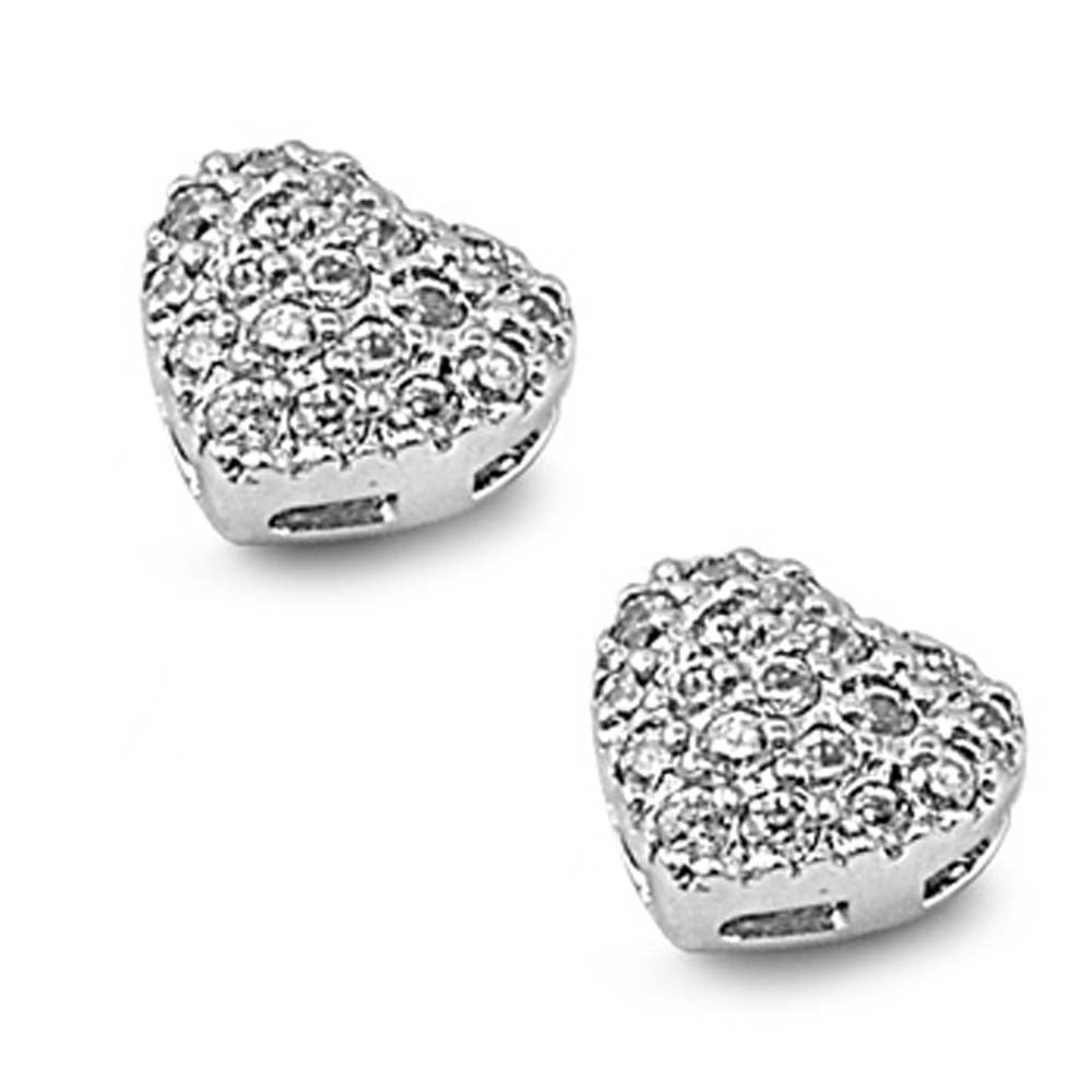 Sterling Silver Heart Shape Clear CZ Earring With CZ Stones