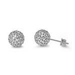 Sterling Silver Clear Swarovski Crystal Ball Push Back Stud Earrings