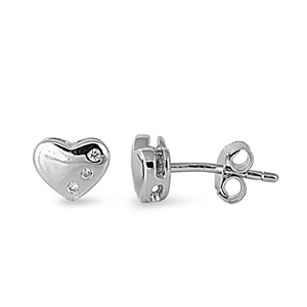 Sterling Silver Classy Small Heart Earrings with Friction Back PostAnd Height 6MM