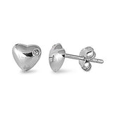 Sterling Silver Classy Small Heart Stud Earrings with Friction Back PostAnd Height 6MM