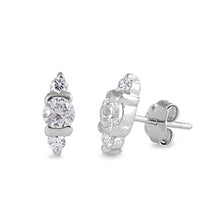 Load image into Gallery viewer, Sterling Silver Clear Round Cz Push-back Stud Earrings with Earring Face Height of 10MM