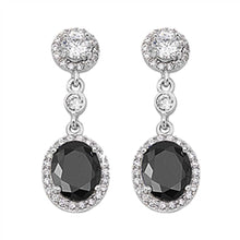 Load image into Gallery viewer, Sterling Silver Black Round Shaped CZ EarringsAnd Face Height 31 mm