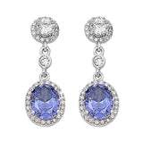 Sterling Silver Tanzanite Round Shaped CZ EarringsAnd Face Height 31 mm