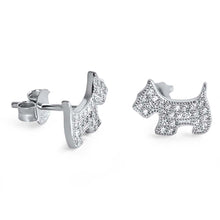 Load image into Gallery viewer, Sterling Silver Clear Cz Dog Push-back Stud Earrings with Earring Face Height of 8MM