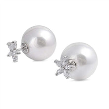 Load image into Gallery viewer, Sterling Silver Cz Star Shape Ball Back Earrings with Earring Face Height of 9MM