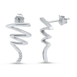 Sterling Silver Snake Shaped CZ EarringsAnd Face Height 20 mm