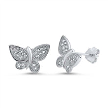 Load image into Gallery viewer, Sterling Silver Butterfly Shaped CZ EarringsAnd Face Height 9 mm