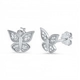 Sterling Silver Butterfly Shaped CZ EarringsAnd Face Height 8 mm