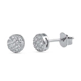 Sterling Silver Round Shaped CZ EarringsAnd Face Height 5 mm