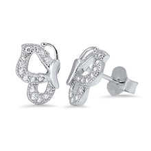 Load image into Gallery viewer, Sterling Silver Butterfly Shaped CZ EarringsAnd Face Height 10 mm