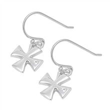 Load image into Gallery viewer, Sterling Silver Clear Cz German Cross Earrings with earring Face Height of 9MM