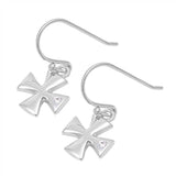 Sterling Silver Clear Cz German Cross Earrings with earring Face Height of 9MM