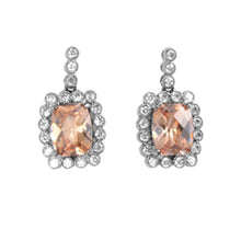 Load image into Gallery viewer, Sterling Silver Syntactic Champagne Rhombus Shaped CZ EarringsAnd Face Height 23 mm