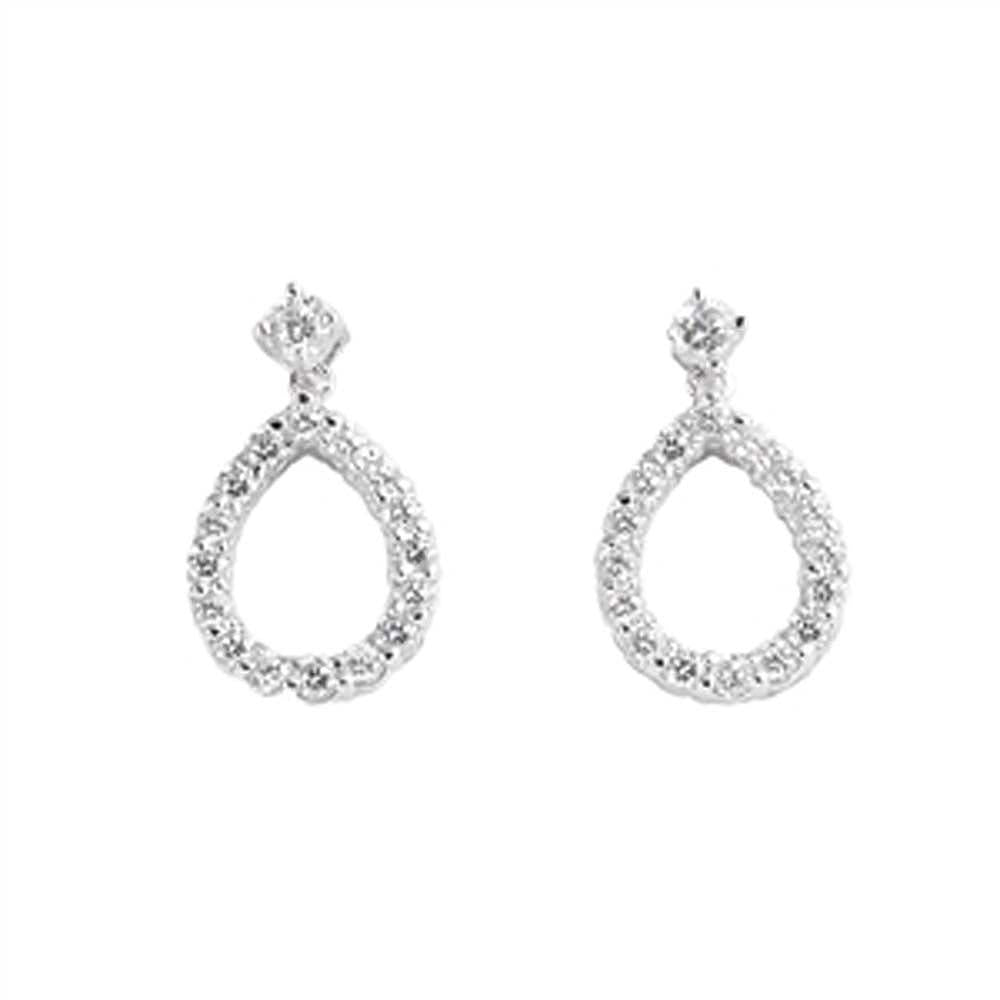 Sterling Silver Pear Shaped CZ EarringsAnd Face Height 23 mm